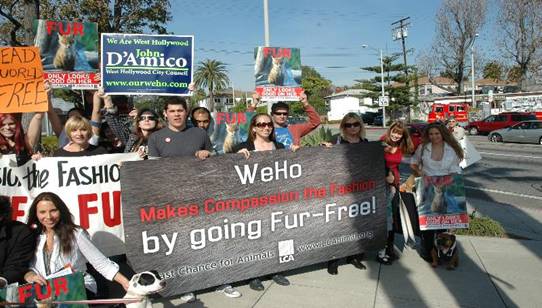 Fur Free WeHo protest